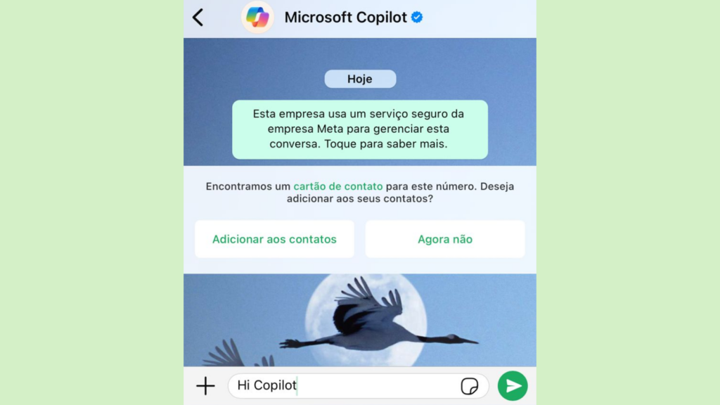 Copilot, de Microsoft, llega a WhatsApp. Descubra cómo utilizar Copilot, de Microsoft, llega a WhatsApp. Descubra cómo utilizarlo. ¡En solo unos pocos pasos, puedes agregar IA a tu calendario de iPhone o Android y ahora puedes crear imágenes, corregir textos y mucho más! Échale un vistazo